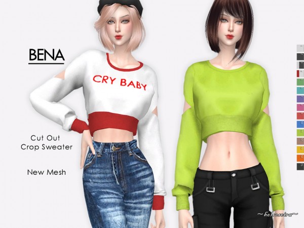  The Sims Resource: BENA   Crop Sweater by Helsoseira