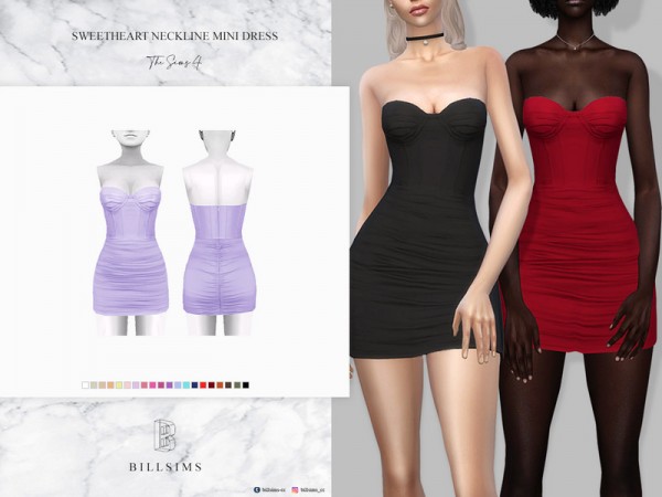 The Sims Resource: Sweetheart Neckline Mini Dress by Bill Sims