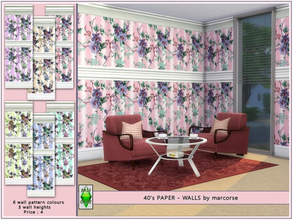  The Sims Resource: 40s Paper   Walls by marcorse