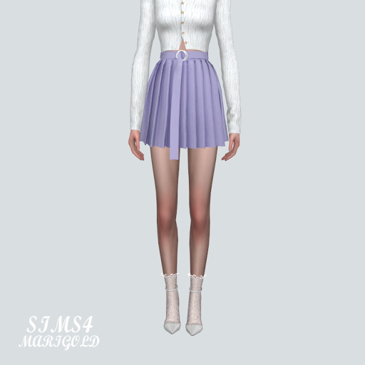  SIMS4 Marigold: AB Pleats Mini Skirt With Belt
