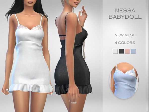  The Sims Resource: Nessa Babydoll Sleepwear by Puresim