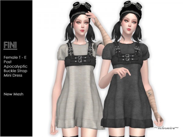  The Sims Resource: FINI   Post Apocalyptic Mini Dress by Helsoseira