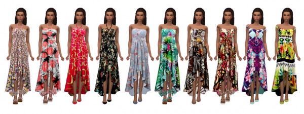  Sims 4 Sue: Sentate`s Asymmetrical Frilled Dress