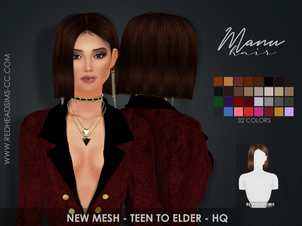  Red Head Sims: Manu hairstyle