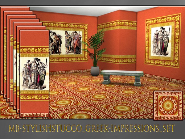  The Sims Resource: Greek Impressions Walls Set by matomibotaki