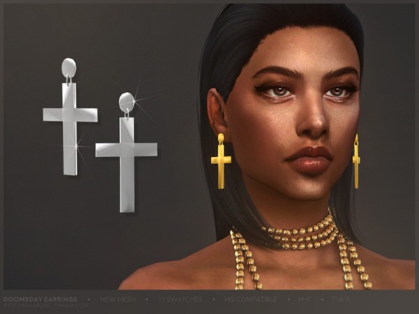  The Sims Resource: Doomsday earrings by sugar owl