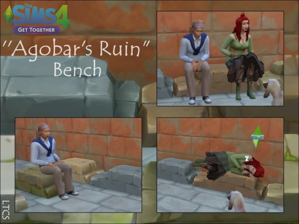  Mod The Sims: Agobars Ruin Bench   for Get Together by Lulu The Cute Sim