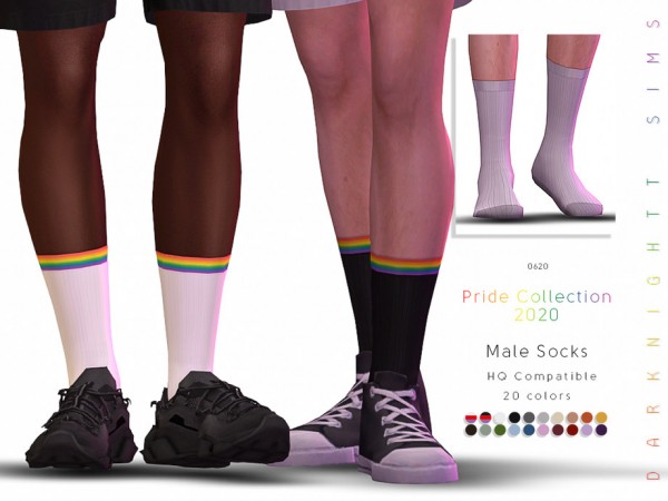  The Sims Resource: Pride Collection 2020] Male Pride Socks by DarkNighTt