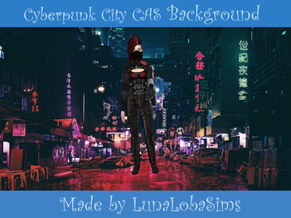 The Sims Resource: Cyberpunk City CAS Background by LunaLobaSims