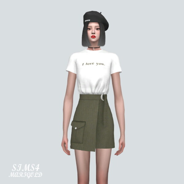 SIMS4 Marigold: Pocket Wrap Skirt With T shirts