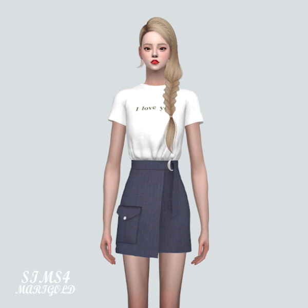 SIMS4 Marigold: Pocket Wrap Skirt With T shirts