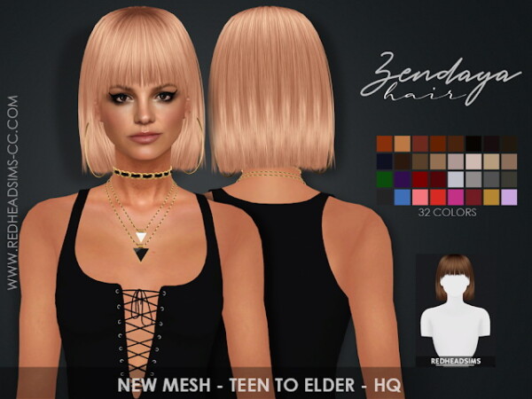 Red Head Sims: Zendaya Hairstyle