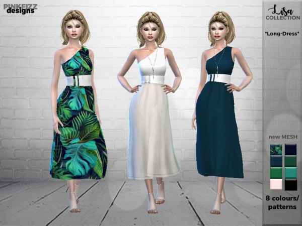  The Sims Resource: Lisa Long Dress   PF102 by Pinkfizzzzz