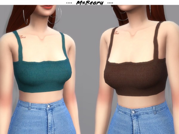  The Sims Resource: Cropped Sweater Tank Top by MsBeary
