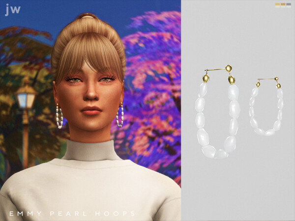 The Sims Resource: Emmy Pearl Hoops by jwofles sims