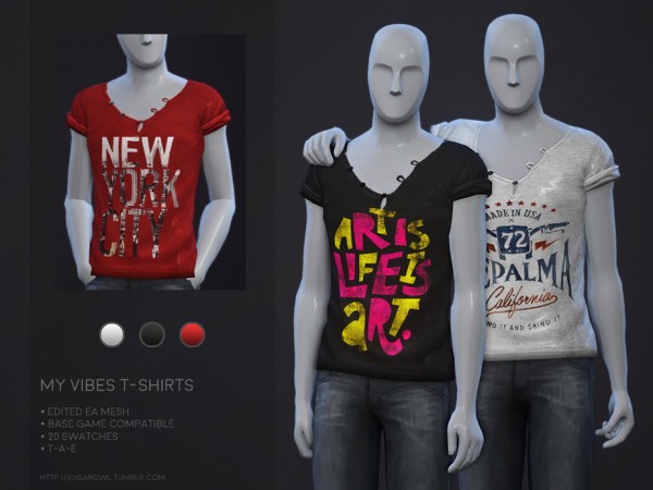  The Sims Resource: My Vibes t shirts by sugar owl