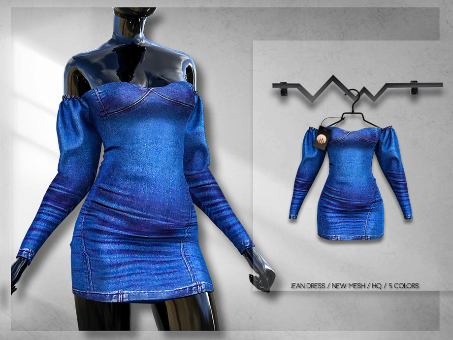 The Sims Resource: Jean Dress BD258 by busra-tr • Sims 4 Downloads