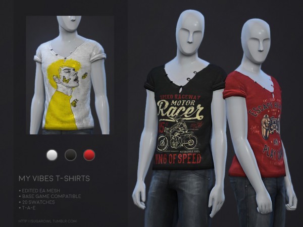  The Sims Resource: My Vibes t shirts by sugar owl