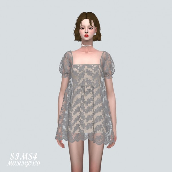  SIMS4 Marigold: See through Lace Mini Dress