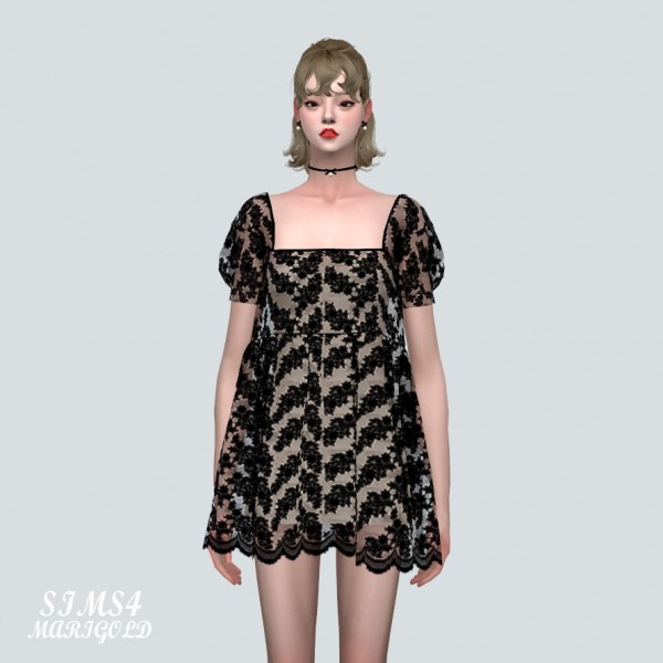  SIMS4 Marigold: See through Lace Mini Dress