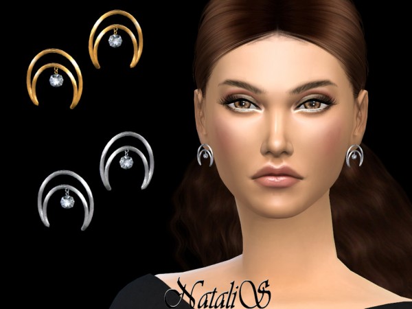  The Sims Resource: Crescent moon diamond earrings by NataliS