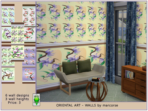 The Sims Resource: Oriental Art Walls by marcorse