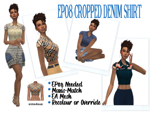 Sims 4 Sue: Cropped Denim Shirt
