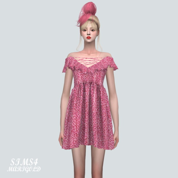 SIMS4 Marigold: WWW Off Shoulder Frill Mini Dress WWW