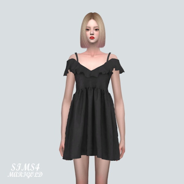 SIMS4 Marigold: WWW Off Shoulder Frill Mini Dress Color V