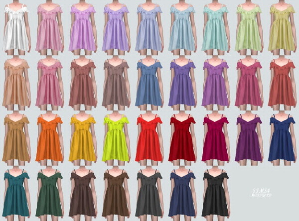 SIMS4 Marigold: WWW Off Shoulder Frill Mini Dress Color V