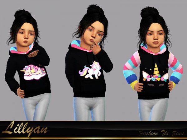  The Sims Resource: Sweatshirt unicorn toddlers by LYLLYAN