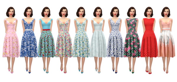 Sims 4 Sue: Calf Length Flared Dress