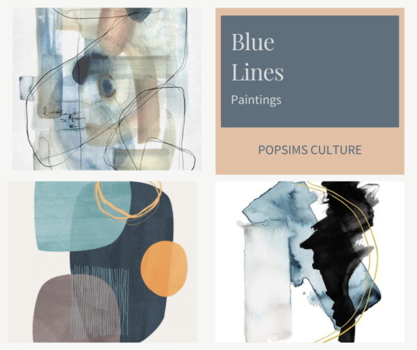 Pop Sims Culture: Blue Lines Paintings