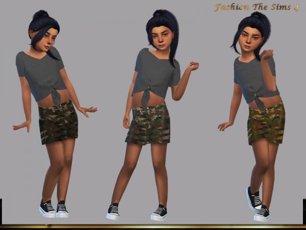  The Sims Resource: Camouflage Skirt Tiana by LYLLYAN
