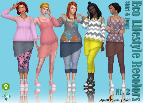 Annett`s Sims 4 Welt: Eco Lifestyle Recolors Shirt and Jeans Nr. 2
