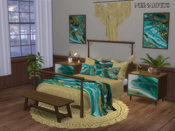 The Sims Resource: Golden Green Marble Bedroom by neinahpets