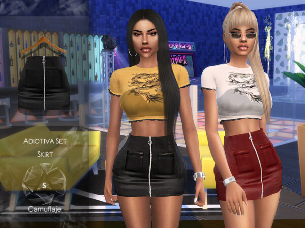The Sims Resource: Adictiva Set Skirt by Camuflaje