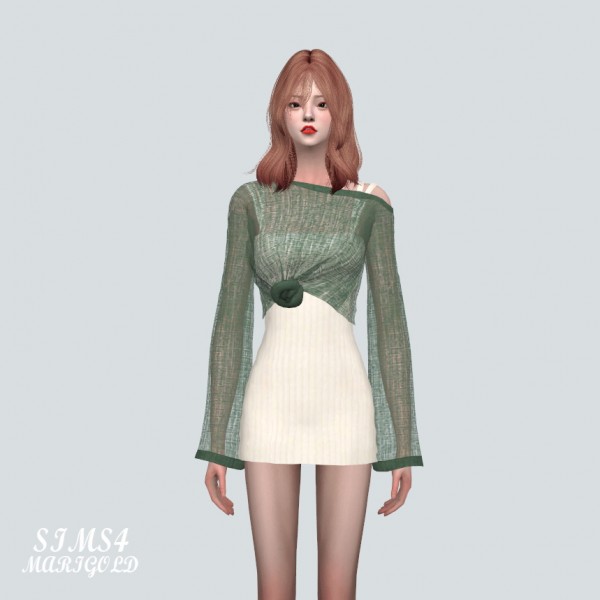  SIMS4 Marigold: BB See through Knit With Mini Dress