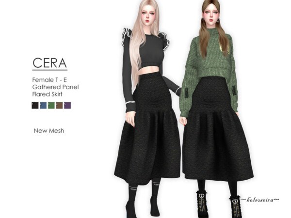 The Sims Resource: CERA   Flared Skirt by Helsoseira