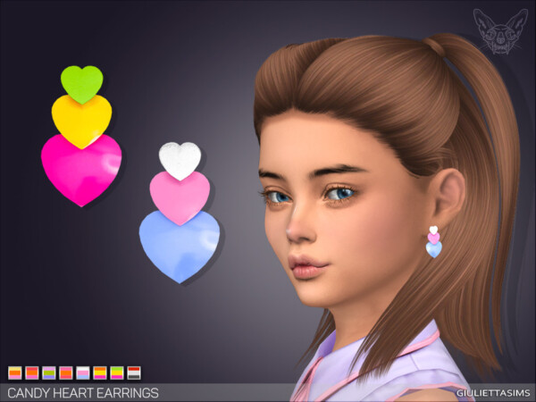 The Sims Resource: Candy Heart Earrings by feyona