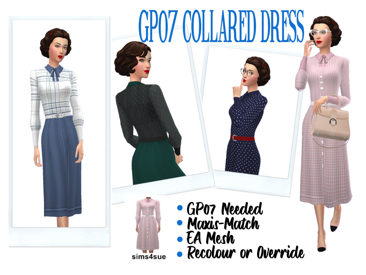 Sims 4 Sue: Collared Dress • Sims 4 Downloads