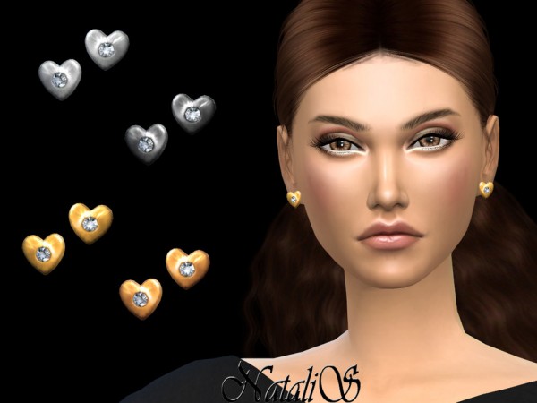  The Sims Resource: Diamond heart stud earrings by NataliS