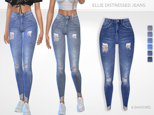 The Sims Resource: Ellie Distressed Jeans by Puresim