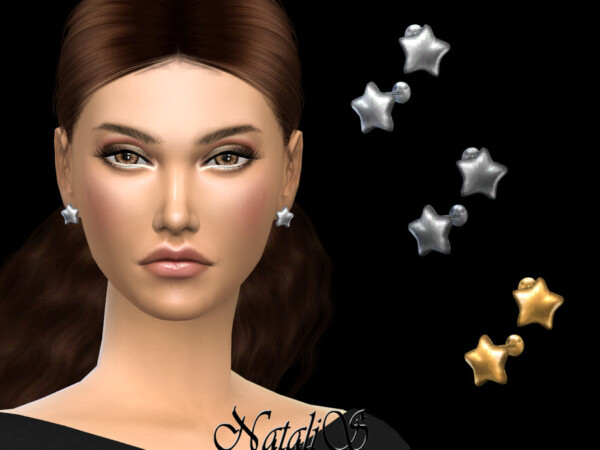 The Sims Resource: Flat star stud earrings by NataliS