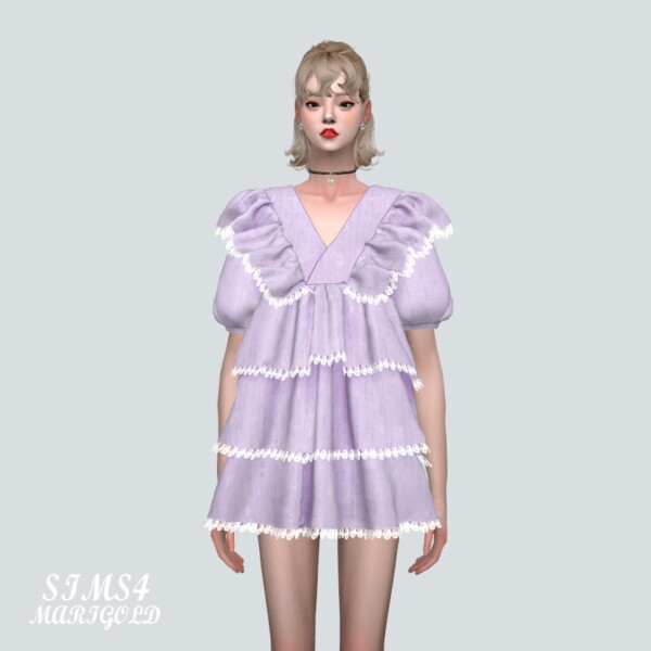 SIMS4 Marigold: Frill 3 Tiered Mini Dress