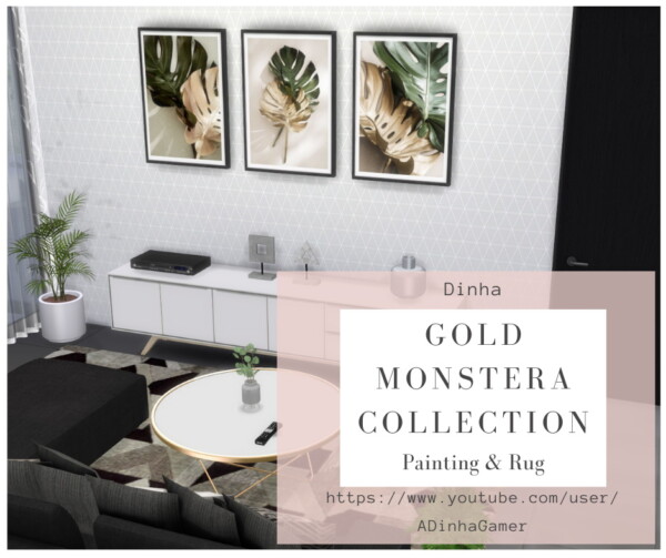 Dinha Gamer: Gold Monstera Collection: Painting and Rug