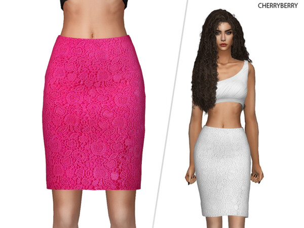 The Sims Resource: Lace Pencil Skirt by CherryBerrySim