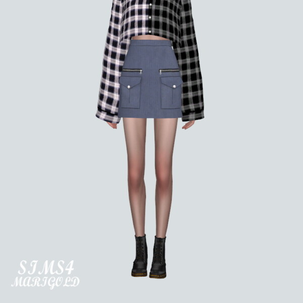 SIMS4 Marigold: Military Look Mini Skirt