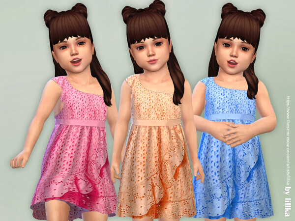 The Sims Resource: One Shoulder Dress for Toddler by lillka