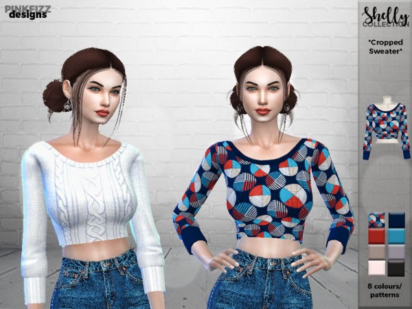  The Sims Resource: Shelly Cropped Sweater by Pinkfizzzzz